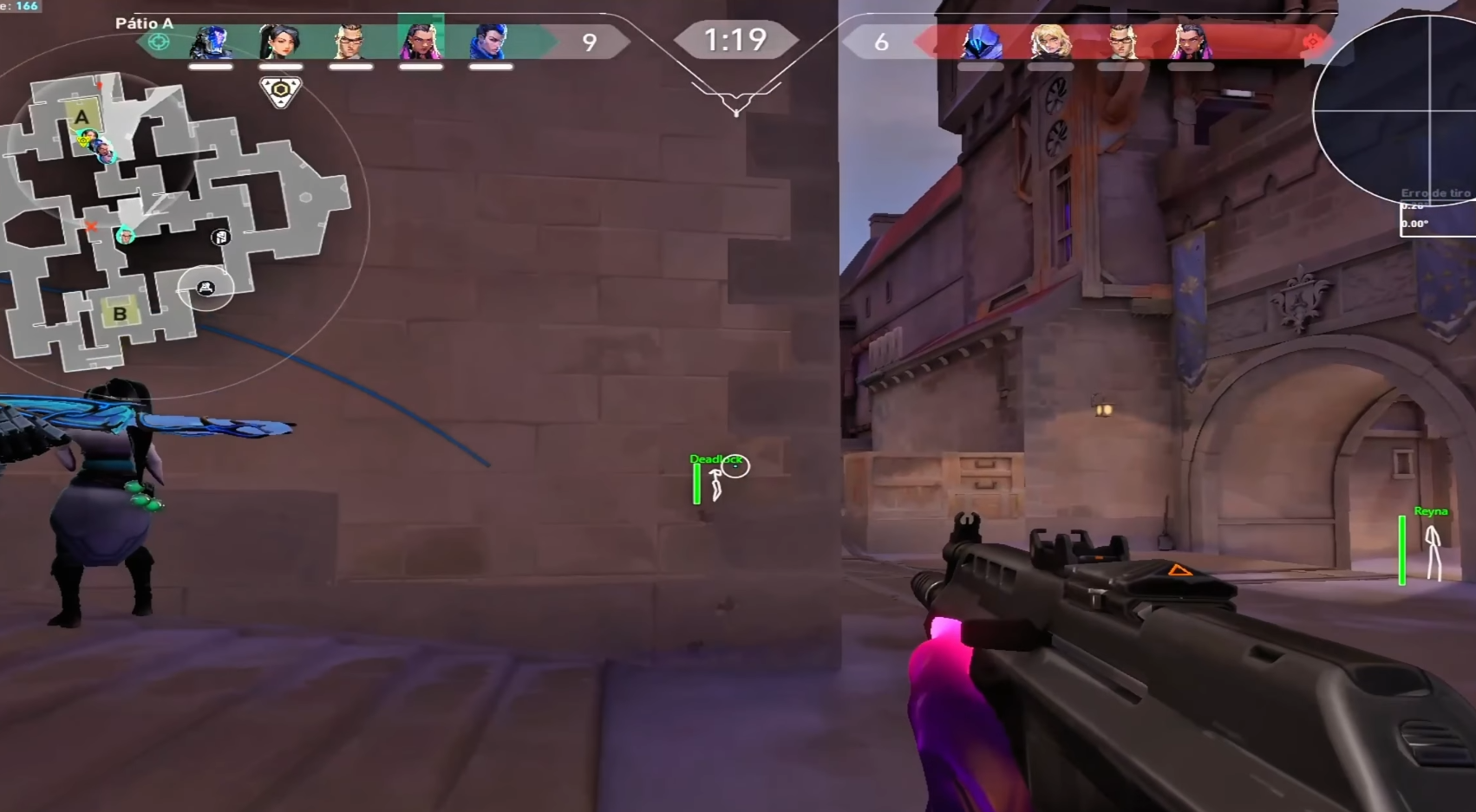Elementos visuais de HUD e radar do cliente externo